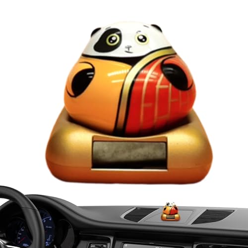 WJnflQN Puppe mit schüttelndem Kopf fürs Auto, Solar-Armaturenbrett-Puppe, Solarbetriebenes Wackelkopf-Panda-, Solar-Autoation mit Panda-Cartoon-Bild für Schlafzimmer, Schreibtisch, Arbeitsbereich, von WJnflQN