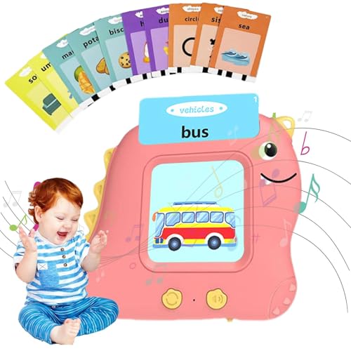 WJnflQN Sprachentwicklungsspielzeug für Kleinkinder, Sprechende Lernkarten für Kleinkinder,Dinosaurier Audible Talking Cards Machine Flash Cards | Lernspielzeug, Sprachspielzeug, wiederaufladbare von WJnflQN