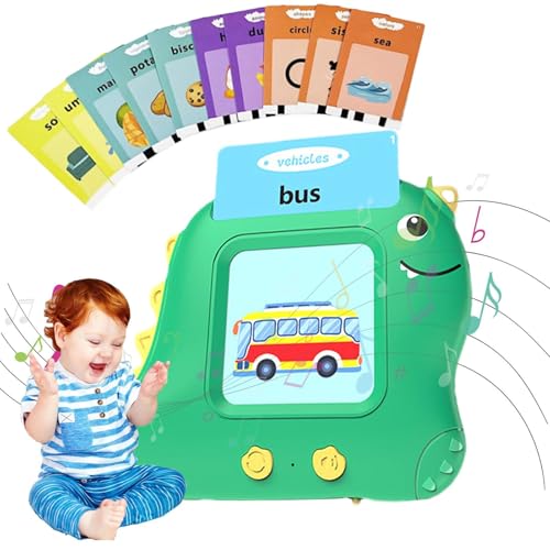 WJnflQN Sprechende Lernkarten, Spielzeug zur Sprachentwicklung für Kleinkinder | Dinosaurier Audible Talking Cards Machine Flash Cards - Lernspielzeug, Sprachspielzeug, wiederaufladbare von WJnflQN