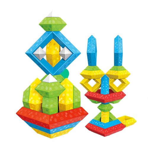 WJnflQN Stapelspielzeug für Kleinkinder,Bausteinsets - Vorschul-Lernspielzeug - -Must-Haves im Vorschulklassenzimmer, Reisespielzeug, Lernspielzeug, Entwicklung der Feinmotorik für 1-5-Jährige von WJnflQN