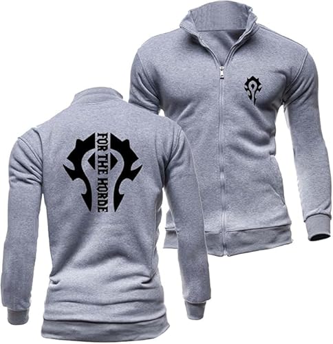 WKAIXUAN Bedrucktes Herren Sweatshirt The Horde Zip Sweatshirt Langarm Bequeme Strickjacke Frühlingsjacke Schlichte Kapuzenlose Jacke mit Taschen Geschenk von WKAIXUAN