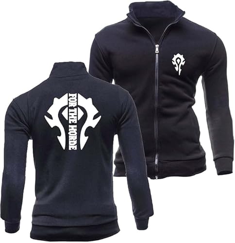 WKAIXUAN Bedrucktes Herren Sweatshirt The Horde Zip Sweatshirt Langarm Bequeme Strickjacke Frühlingsjacke Schlichte Kapuzenlose Jacke mit Taschen Geschenk von WKAIXUAN