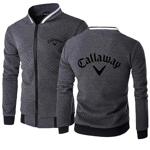 WKAIXUAN Callaway Herren bedrucktes Sweatshirt Langarm Freizeitjacke Durchgehender Reißverschluss Kapuzenlose Jacke Top Plaid Stand Kragen Sportbekleidung Frühling Frühling Schlichte Jacke Geschenk von WKAIXUAN