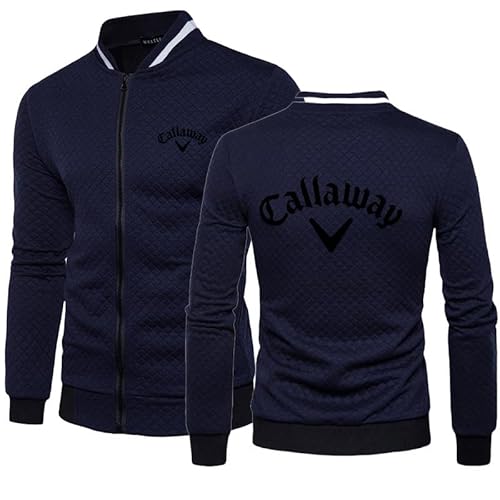 WKAIXUAN Callaway Herren bedrucktes Sweatshirt Langarm Freizeitjacke Durchgehender Reißverschluss Kapuzenlose Jacke Top Plaid Stand Kragen Sportbekleidung Frühling Frühling Schlichte Jacke Geschenk von WKAIXUAN