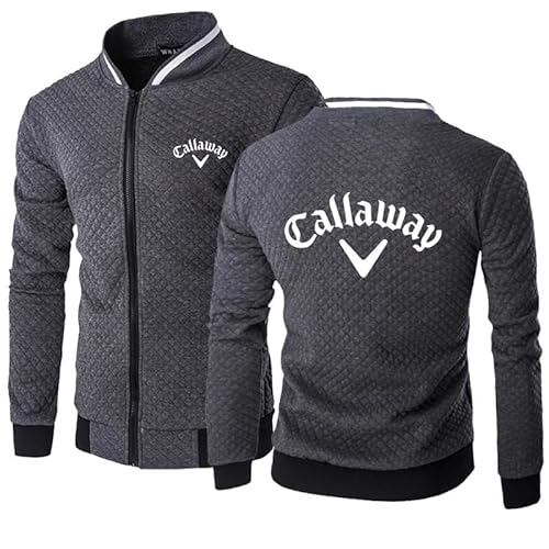 WKAIXUAN Callaway Herren bedrucktes Sweatshirt Langarm Freizeitjacke Durchgehender Reißverschluss Kapuzenlose Jacke Top Plaid Stand Kragen Sportbekleidung Frühling Frühling Schlichte Jacke Geschenk von WKAIXUAN