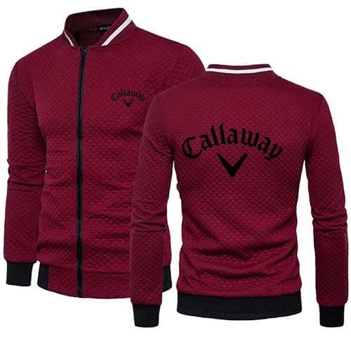 WKAIXUAN Callaway Herren bedrucktes Sweatshirt Langarm Freizeitjacke Durchgehender Reißverschluss Kapuzenlose Jacke Top Plaid Stand Kragen Sportbekleidung Frühling Frühling Schlichte Jacke Geschenk von WKAIXUAN