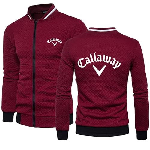 WKAIXUAN Callaway Herren bedrucktes Sweatshirt Langarm Freizeitjacke Durchgehender Reißverschluss Kapuzenlose Jacke Top Plaid Stand Kragen Sportbekleidung Frühling Frühling Schlichte Jacke Geschenk von WKAIXUAN