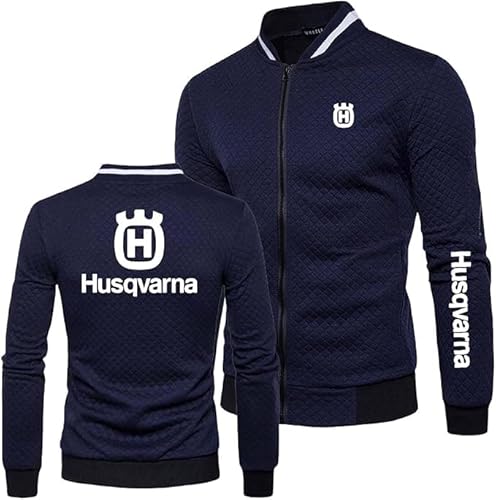 WKAIXUAN Gemustertes Herren Sweatshirt (H.u.s.q.v.a.r.n.a) Aufrechtes Sweatjacke Top Langarm Karierte Jacke (keine Kapuze Zip Streetwear) Spring Break Jacke Geschenk von WKAIXUAN