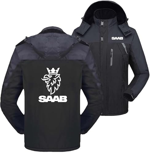 WKAIXUAN Herren Farbblockierung Schnee Skijacken für SAAB Grafik Skianzüge Reißverschluss Parka Outdoor Casual Outerwear Abnehmbare Kapuze Windbreaker Herbst Winter Mäntel Geschenk von WKAIXUAN