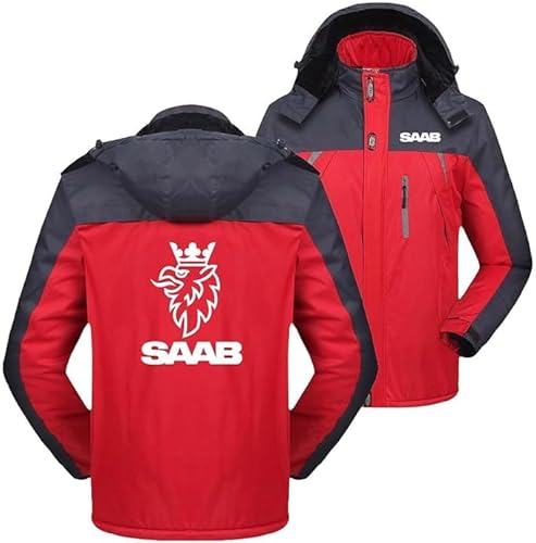 WKAIXUAN Herren Farbblockierung Schnee Skijacken für SAAB Grafik Skianzüge Reißverschluss Parka Outdoor Casual Outerwear Abnehmbare Kapuze Windbreaker Herbst Winter Mäntel Geschenk von WKAIXUAN