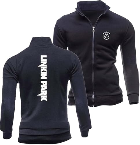 WKAIXUAN Herren Frühling Herbst Sweatshirt Linkin Park Full Zip Sport Style Jacke Langarm leichtes Sweatshirt keine Kapuze bedruckte Jacke Frühling und Herbst Outwear Geschenk von WKAIXUAN