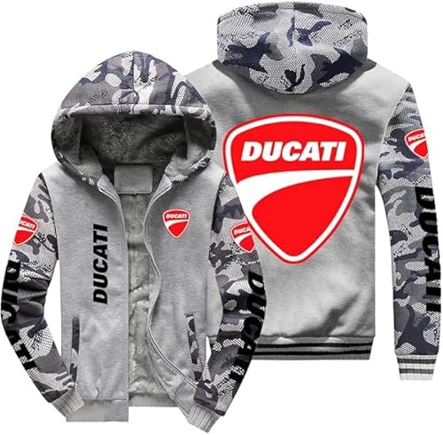 WKAIXUAN Herren Kapuzenpulli D.U.C.A.T.I gedruckt 3D-Muster Verdicktes Kapuzen-Sweatshirt Warm Casual Outdoor-Jacke Full Zip Seitentaschen Geschenk von WKAIXUAN