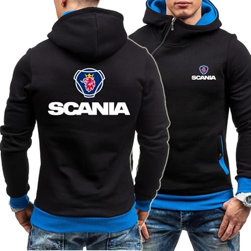 WKAIXUAN Herren Kapuzenshirt Kapuzenpullover mit Scania Diagonalreißverschluss Jacke Langarm-Sweatshirt Colour-Blocked Jacke Pullover Streetwear mit Taschen Jacke Geschenk von WKAIXUAN