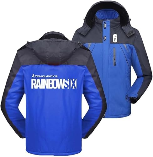 WKAIXUAN Herren Stitching wasserdichte Jacken für Rainbow Six Siege Drucken Mantel Full Zip Windbreaker gepolstert Outwear Tops abnehmbare Kapuze Skianzüge gemütlich Angeln Parka Geschenk von WKAIXUAN