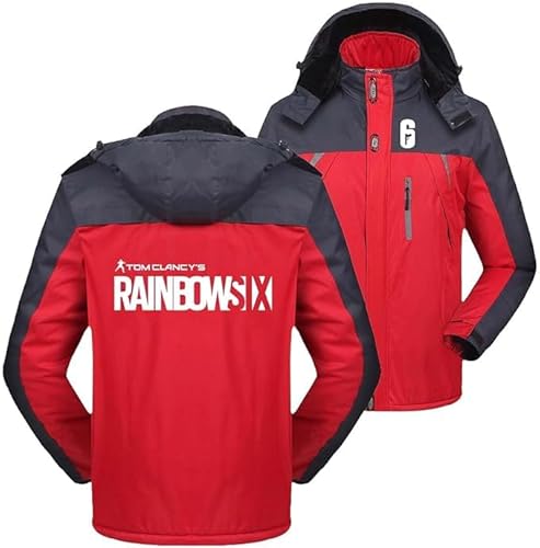 WKAIXUAN Herren Stitching wasserdichte Jacken für Rainbow Six Siege Drucken Mantel Full Zip Windbreaker gepolstert Outwear Tops abnehmbare Kapuze Skianzüge gemütlich Angeln Parka Geschenk von WKAIXUAN