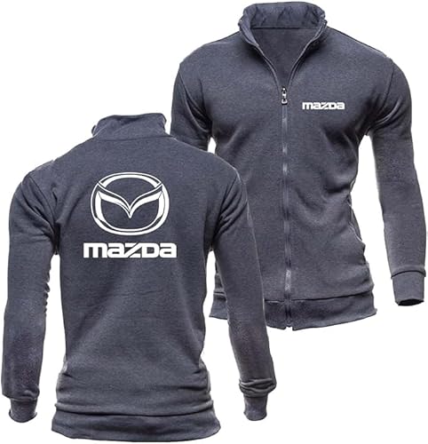 WKAIXUAN Herren Sweatshirt Mazda Streetwear Active Printed Jacket Top Zip Hoodless Jacket Spring Spring Plain with Pockets Jacket Gift von WKAIXUAN