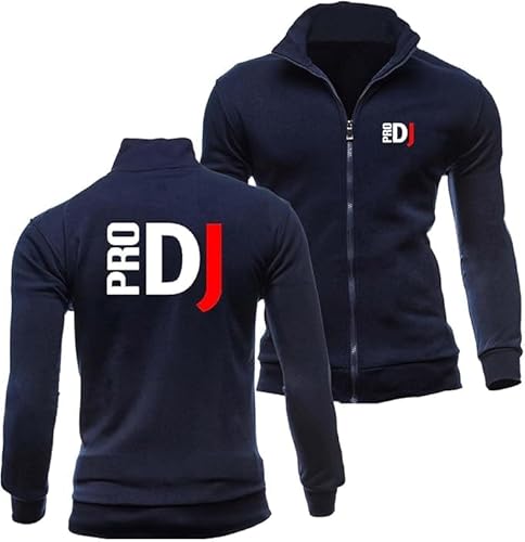 WKAIXUAN Herren Sweatshirt mit Reißverschluss für PRO-DJ Frühling und Herbst Outdoor-Bekleidung Schlichte Jacke ohne Kapuze Langarm bedruckt Gym Wear mit Taschen Geschenk von WKAIXUAN