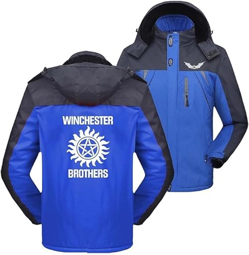 WKAIXUAN Herren Zip Up Mountain Jacke für übernatürliche abnehmbare Kapuze Skianzüge Kollision Farbe Mäntel Grafik Parka Sherpa Line Windbreaker Wandern Oberbekleidung Geschenk von WKAIXUAN