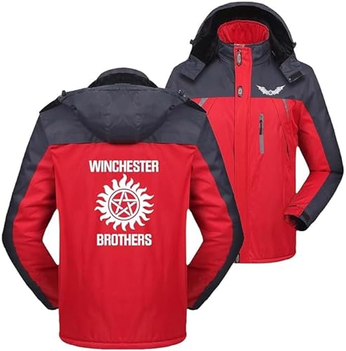 WKAIXUAN Herren Zip Up Mountain Jacke für übernatürliche abnehmbare Kapuze Skianzüge Kollision Farbe Mäntel Grafik Parka Sherpa Line Windbreaker Wandern Oberbekleidung Geschenk von WKAIXUAN