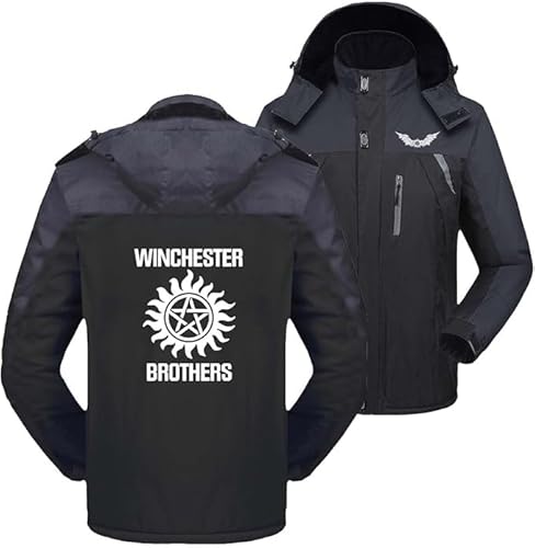 WKAIXUAN Herren Zip Up Mountain Jacke für übernatürliche abnehmbare Kapuze Skianzüge Kollision Farbe Mäntel Grafik Parka Sherpa Line Windbreaker Wandern Oberbekleidung Geschenk von WKAIXUAN