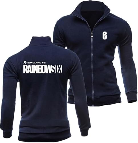 WKAIXUAN Rainbow Six Siege Herren Zip Sweatshirt Fitness gedruckt Jacke lange Ärmel bequemes Sweatshirt ohne Kapuze Plain Jacke Top Frühling Mantel Geschenk von WKAIXUAN