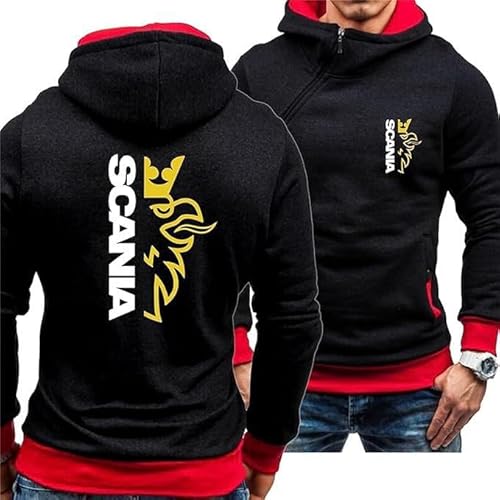 WKAIXUAN Scania Herren Kapuzenjacke Langarm Sportbekleidung Diagonaler Reißverschluss Oberbekleidung Kapuzenmuster Sweatshirt Pullover Kapuzenpullover Sweatshirt Patchwork Jacke Geschenk von WKAIXUAN