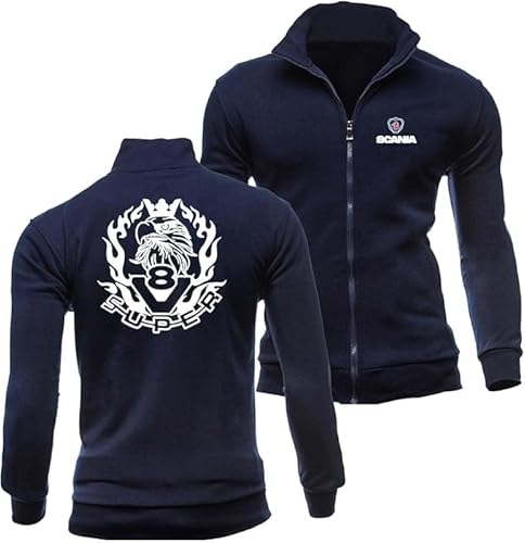 WKAIXUAN Scania Herren Komfort Sweatshirt Full Zip Sweatshirt Frühling Frühling schlichte Jacke Top Kapuzenlose bedruckte Jacke Langarm Straße mit Taschen Geschenk von WKAIXUAN