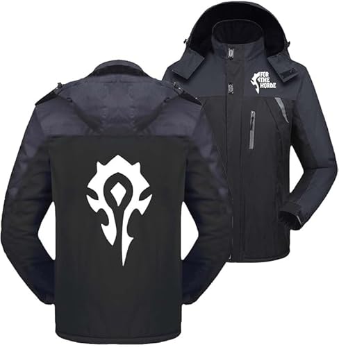 WKAIXUAN Seroni Herren Skijacken für Die Horde Bequeme Patchwork Mäntel Durchgehender Reißverschluss Windbreaker Abnehmbare Kapuze Parka Berg Grafik Skianzüge Plus Samt Oberbekleidung Geschenk von WKAIXUAN