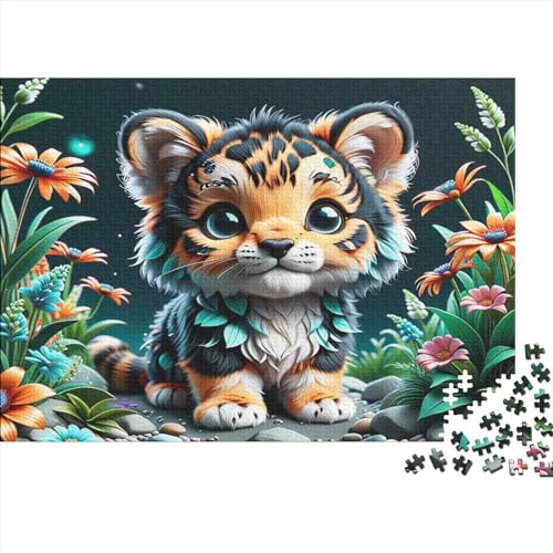 1000 Stück Tigerjunges Puzzle für Erwachsene und Kinder, kreatives rechteckiges Puzzle, Holzpuzzle, lustiges Lernspielzeug, 1000 Stück (75 x 50 cm) von WKMoney