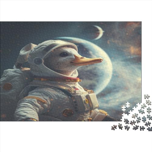 1000 Teile Astronauten-Enten-Puzzle, kreative rechteckige Puzzles für Erwachsene und Kinder, große Puzzles für Familien-Lernspiel 1000 Teile (75 x 50 cm) von WKMoney