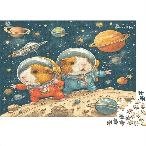 1000 Teile Astronauten-Maus-Puzzle, kreative rechteckige Puzzles für Erwachsene und Kinder, große Puzzles für Familien-Lernspiel 1000 Teile (75 x 50 cm) von WKMoney