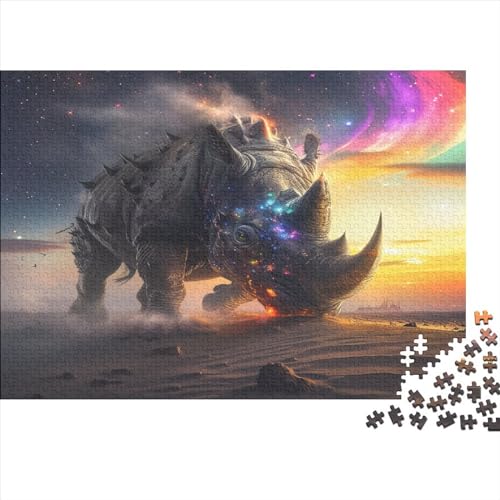 1000 Teile Puzzle für Erwachsene, Galaxy Rhino Puzzle-Sets für Familien, Holzpuzzles, Brain Challenge Puzzle, 1000 Teile (75 x 50 cm) von WKMoney