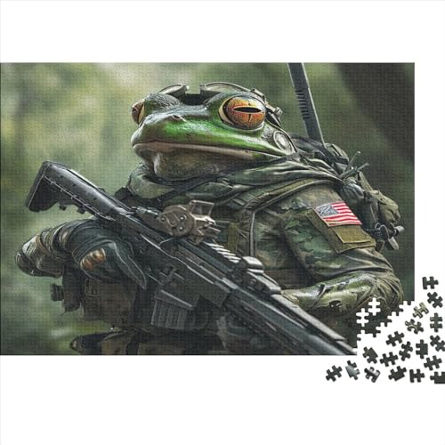 1000 Teile kreative Puzzles Froschsoldat Puzzles rechteckiges Puzzle Lernspielzeug Geschenk für Kinder Erwachsene 1000 Stück (75 x 50 cm) von WKMoney