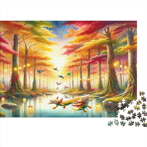 1000-teiliges Holzpuzzle, Fantasy-Axoloyl-Puzzle, Heimwanddekoration, Lernspielzeug, Geschenk für Familienspiel, 1000 Stück (75 x 50 cm) von WKMoney