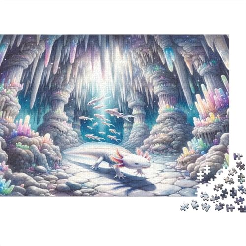 1000-teiliges Holzpuzzle, Fantasy-Axoloyl-Puzzle, kreatives rechteckiges Puzzle, Geschenk für Familienspiel, Freunde, 1000 Stück (75 x 50 cm) von WKMoney