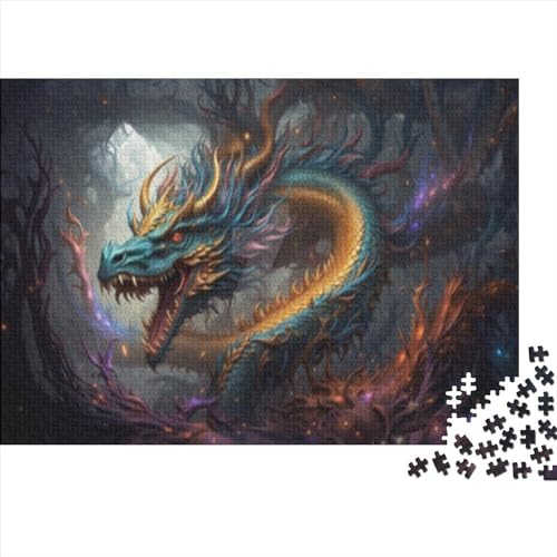 1000-teiliges Puzzle für Erwachsene, chinesischer Drache, Puzzle-Sets für Familien, Holzpuzzle, Gehirn-Herausforderungspuzzle, 1000 Teile (75 x 50 cm) von WKMoney