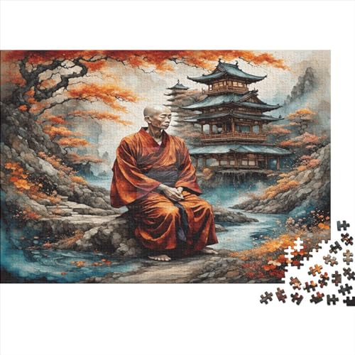 1000-teiliges Puzzle für Erwachsene, japanischer Mönch, Puzzle für Erwachsene, Holzpuzzle, Familienunterhaltungsspielzeug, 1000 Stück (75 x 50 cm) von WKMoney