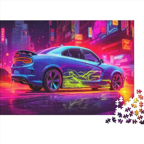 1000-teiliges rechteckiges Puzzle für Erwachsene, Bunte Supercars, kreative Puzzle-Herausforderung, Spielzeugpuzzle für Erwachsene und Kinder, 1000 Teile (75 x 50 cm) von WKMoney