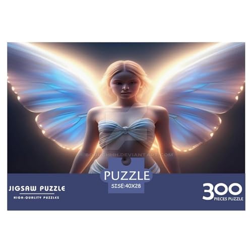 300 Teile Engelsmädchen-Puzzle für Erwachsene und Kinder, kreatives rechteckiges Puzzle, Holzpuzzle, lustiges Lernspielzeug, 300 Teile (40 x 28 cm) von WKMoney