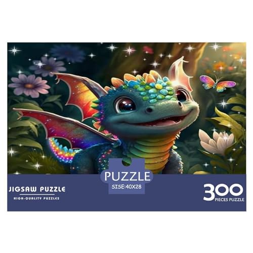 300-teiliges Puzzle, Baby-Drachen-Puzzle, für Erwachsene, Holzbrett-Puzzle, herausforderndes Spiel, 300 Teile (40 x 28 cm) von WKMoney