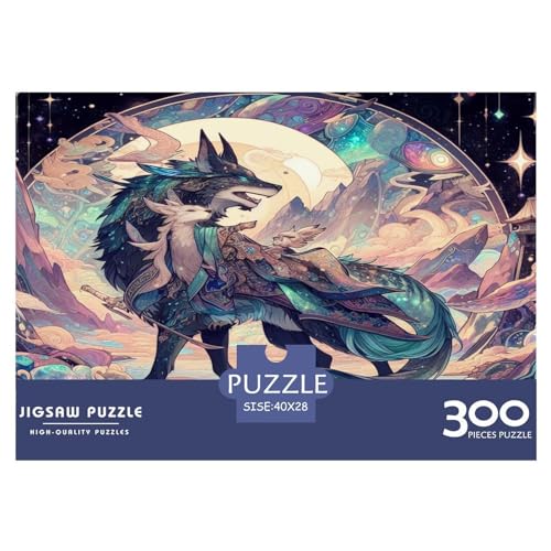 300-teiliges Puzzle für Erwachsene, Chimera-Wolf-Puzzle, 300-teiliges Holzbrett-Puzzle – Entspannungs-Puzzlespiele, Denksport-Puzzle, 300 Teile (40 x 28 cm) von WKMoney