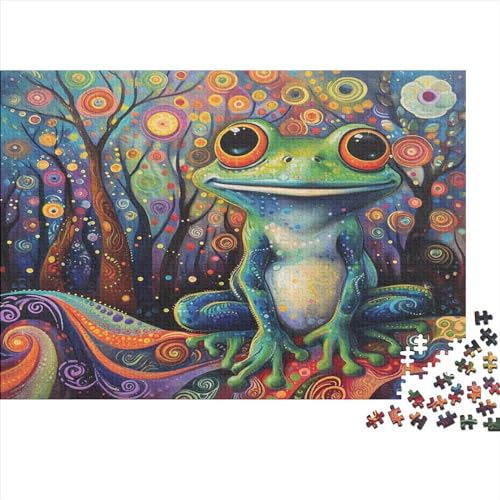 300-teiliges Puzzle für Erwachsene, Kunst-Frosch-Puzzle-Sets für Familien, Holzpuzzles, Brain Challenge-Puzzle, 300 Teile (40 x 28 cm) von WKMoney