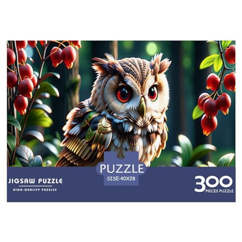 300-teiliges Puzzle für Erwachsene, Tier-Eulen-Puzzle, 300-teiliges Holzbrett-Puzzle – Entspannungs-Puzzlespiele, Denksport-Puzzle, 300 Teile (40 x 28 cm) von WKMoney