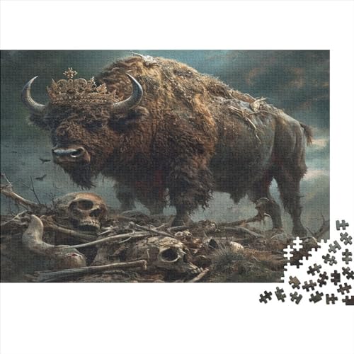 300-teiliges Puzzle für Erwachsene, Tier-Stier-Puzzle-Sets für die Familie, Holzpuzzle, Gehirn-Herausforderungspuzzle, 300 Teile (40 x 28 cm) von WKMoney