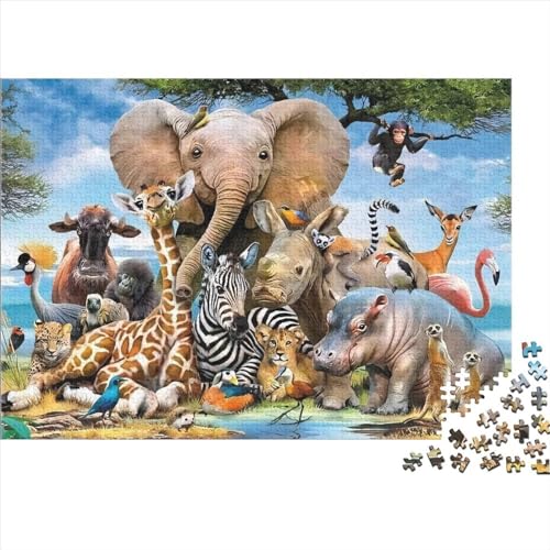 300-teiliges Puzzle mit afrikanischen Tieren für Erwachsene – Puzzles für Teenager – Geschenke – Holzpuzzles – Entspannungspuzzlespiele – Denksport-Puzzle 300 Teile (40 x 28 cm) von WKMoney