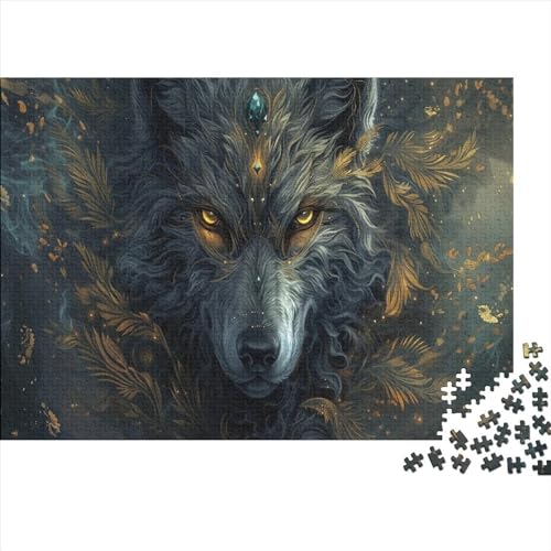 Art Wolf 300-teiliges Puzzle für Erwachsene – Puzzles für Teenager – Geschenke – Holzpuzzles – Entspannungspuzzlespiele – Denksport-Puzzle 300 Teile (40 x 28 cm) von WKMoney