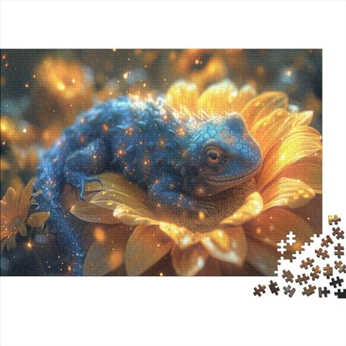 Blaues Chamäleon, 300-teiliges Puzzle für Erwachsene, kreatives rechteckiges Puzzle, Holzpuzzle, Puzzle-Geschenk für Freunde und Familie, 300 Stück (40 x 28 cm) von WKMoney