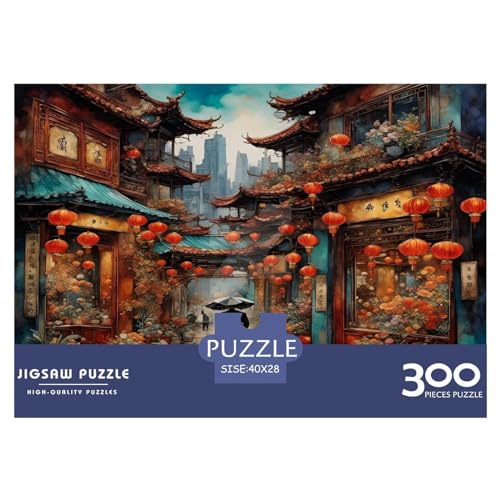 China Town 300-teiliges Puzzle für Erwachsene, kreatives rechteckiges Puzzle, Holzpuzzle, Puzzle-Geschenk für Freunde und Familie, 300 Teile (40 x 28 cm) von WKMoney