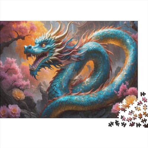 Chinesisches Drachenpuzzle für Erwachsene, 500-teiliges Puzzle für Erwachsene, lustiges Dekomprimierungsspiel aus Holz, 500 Teile (52 x 38 cm) von WKMoney