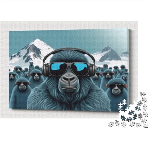 DJ Gorilla 500-teiliges Puzzle für Erwachsene, kreatives rechteckiges Puzzle, Holzpuzzle, Puzzle-Geschenk für Freunde und Familie, 500 Teile (52 x 38 cm) von WKMoney